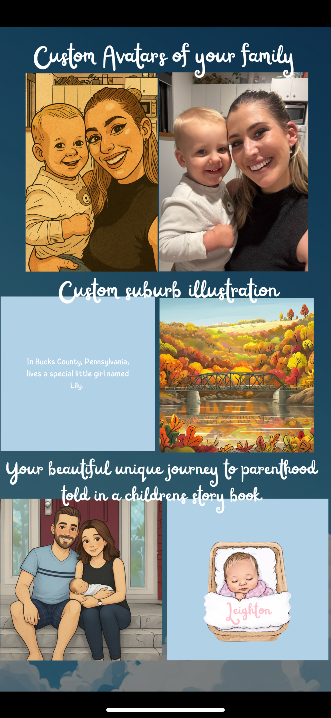 Mother and son realistic images personalized IVF book